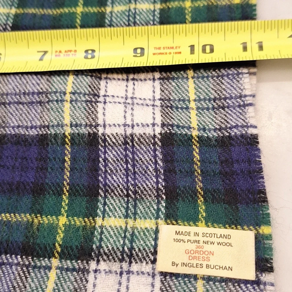 Gorden Dress Blue Green 100% Pure New Wool Plaid Wrap Scarf Tartan RL Vibes‎